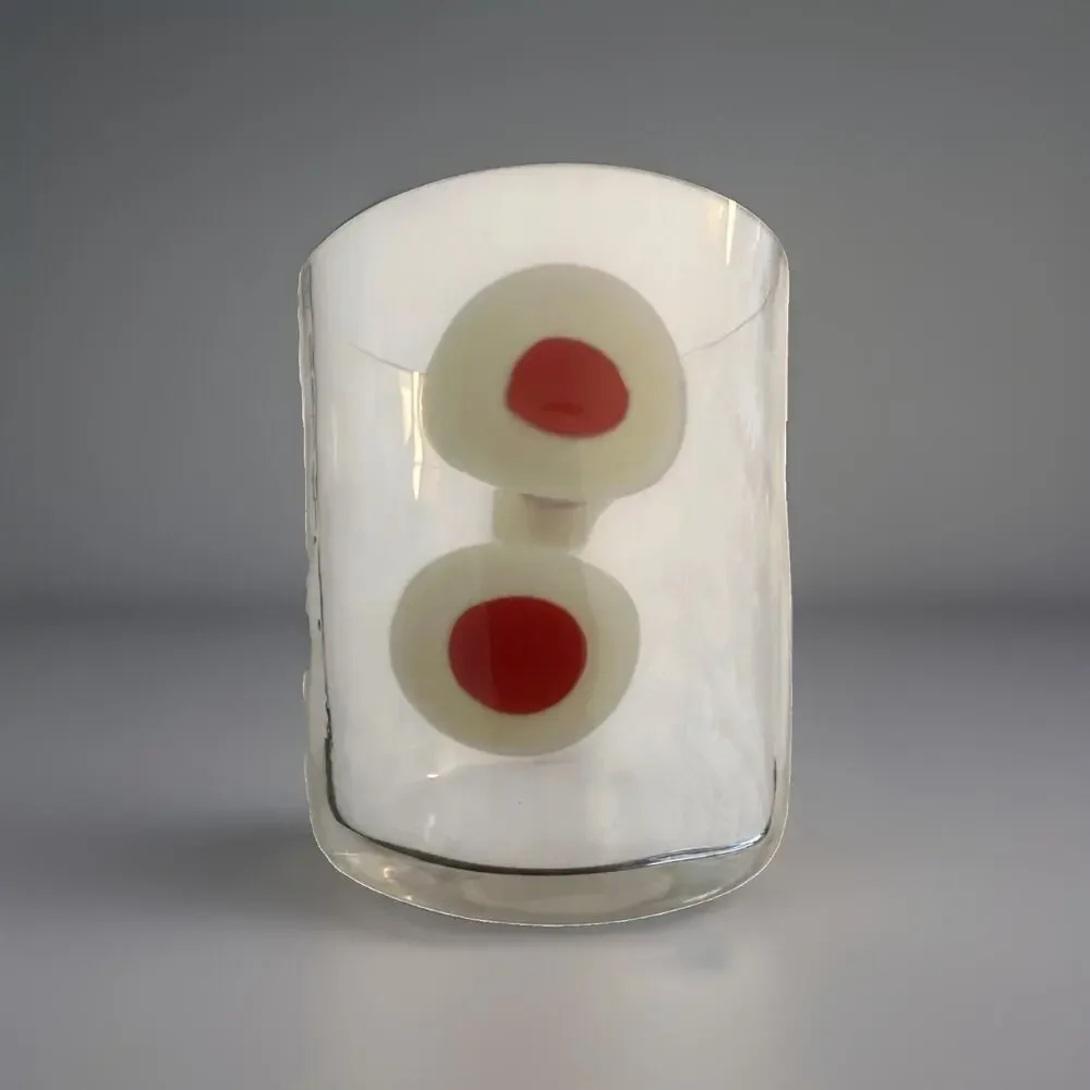 New Carlo Moretti Murano Glass Bud Vase Bora Tumbler Simple Red Polkadot Signed